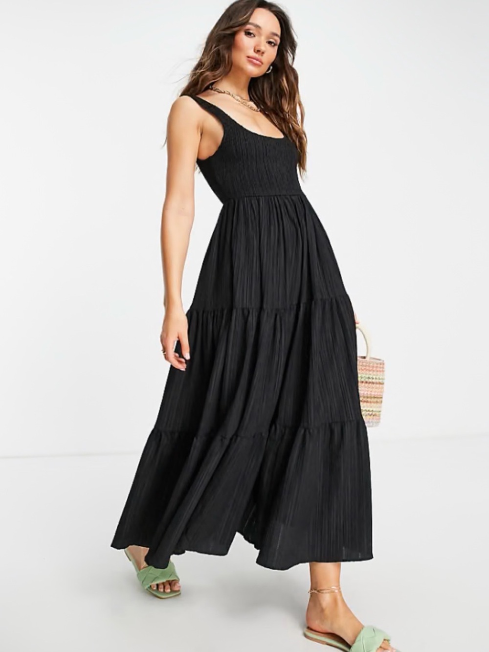 ASOS Design Black Tiered Maxi Dress - Women